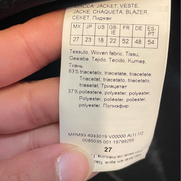 Marina Rinaldi Made in Italy Black Beaded Feather Hem Blazer Jacket IT 52 /US 18 - Picture 7 of 8